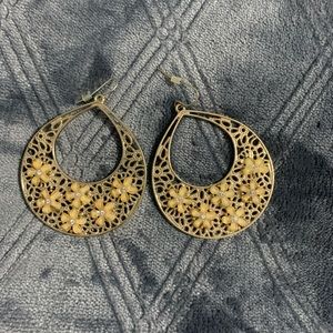 Gold floral earrings